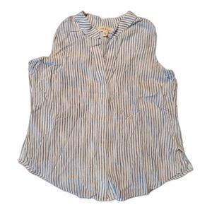 Cloth & Stone Blouse Top Womens Small Striped Rayon Sleeveless Button Up